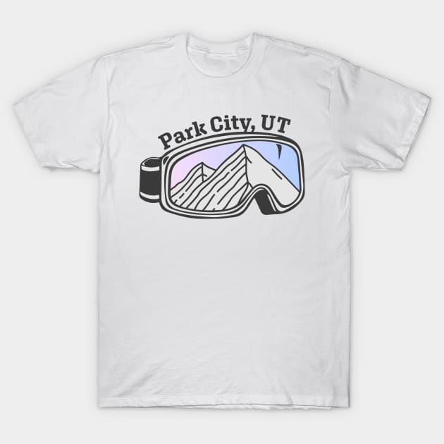 Sunset Mountain Ski Goggles | Park City, Utah T-Shirt by KlehmInTime